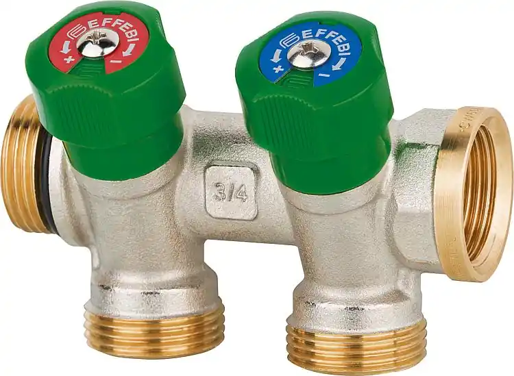 Trinkwasserverteiler 2-fach DN 20 (3/4"), PN16, absperrbar DVGW geprüft, Messing Angebot