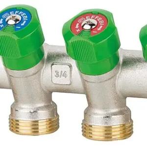 Begrenztes Angebot Trinkwasserverteiler 4-fach DN 20 (3/4"), PN16, absperrbar DVGW geprüft, Messing
