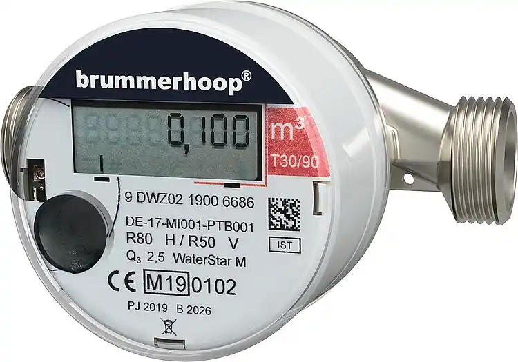 Geprüft Wasserzähler Warmwasser 90C DN15 M-ETH Q3 2,5 m³, 110mm
