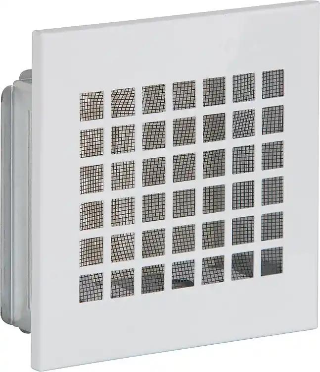 Preisknaller Lüftungsgitter mit Fliegendraht und Einbaurahmen, 100 mm x 100 mm Stahlblech wei