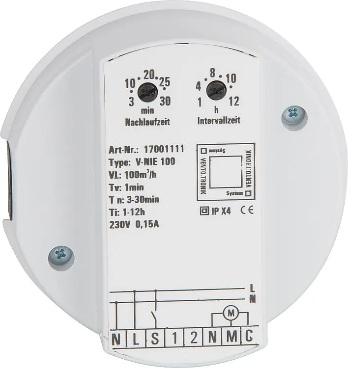 Steuerbaustein EVENES V-NIE100 100m /h,Nachlauf,Einschaltverz., Intervallbetrieb Nur Für Kurze Zeit
