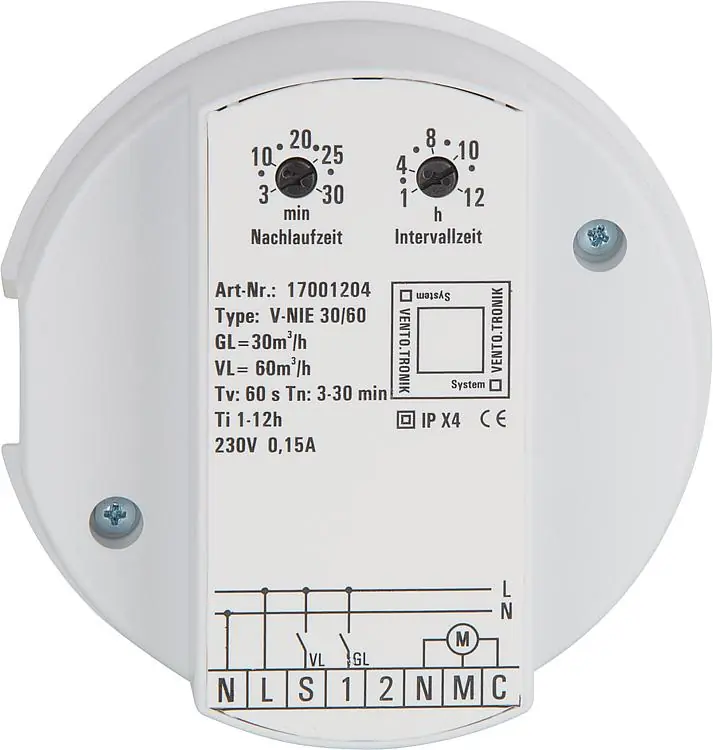 Knallerangebot Steuerbaustein EVENES V-NIE30/60 2-stufig,Nachlauf+Einschaltverz., Intervallbetr