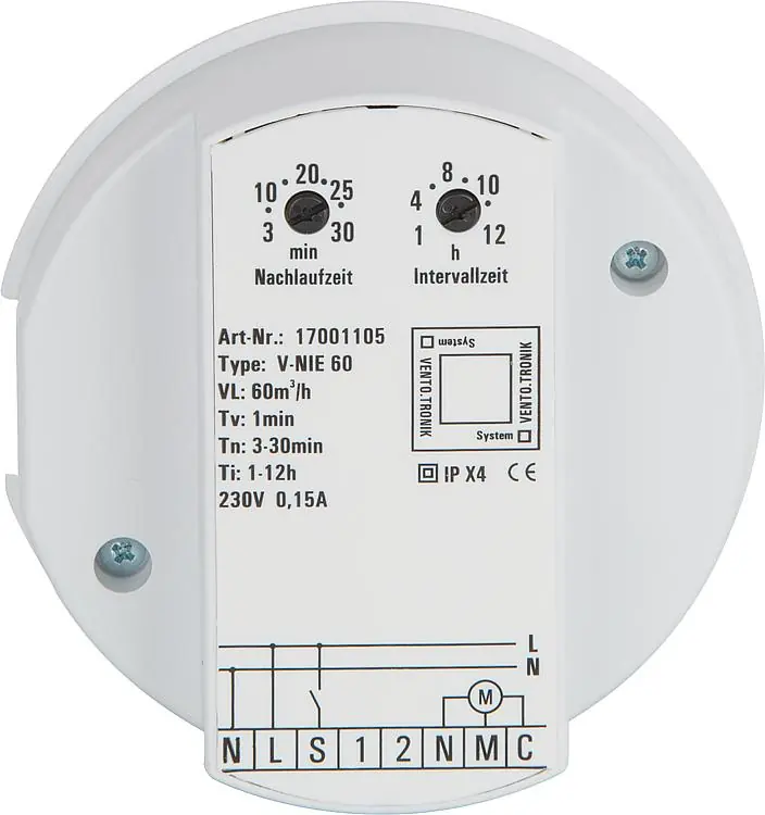 Bestpreis Steuerbaustein EVENES V-NIE60 60m /h, Nachlauf,Einschaltverz., Intervallbetrieb