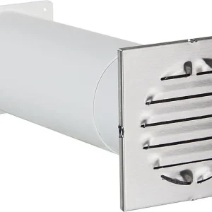 Expressversand Teleskopkanal-Lüfter Anschluss rund 150 mm Außengit. 200x200 mm V2A eckig