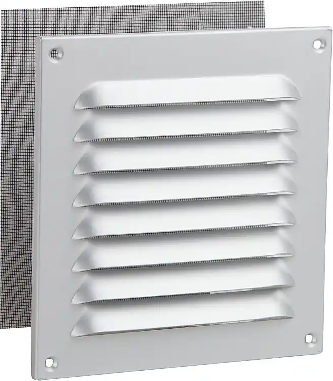 Wetterschutzgitter,Alu eloxiert 150x150mm mit Insektenschutz Schrauben und Dübel Beliebt