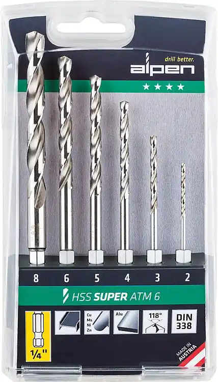 Sonderaktion ALPEN HSS Spiralbohrersatz in Kunststoffkassette HSS Super ATM 6-tlg.