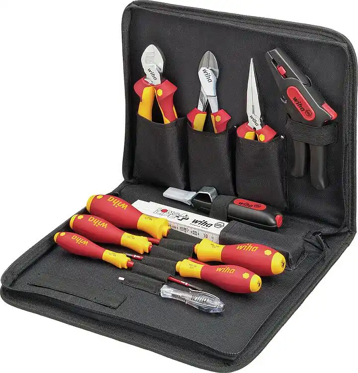 Elektriker Werkzeug-Set Wiha® 12-teilig, mit Werkzeugmappe Geprüft