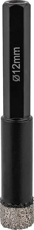 Fliesenbohrkrone Soldia Ø 12 mm, Aufnahme 6-Kant, trocken integrierter Kühlung Knallerangebot