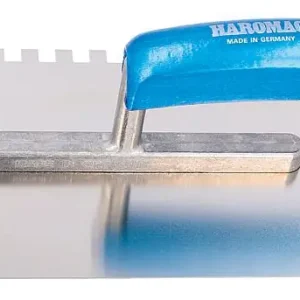 Markenware Glättekelle HAROMAC 8x8 gezahnt 280mm rostfrei blaues Heft