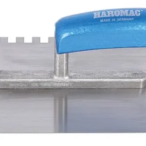 Glättekelle HAROMAC 8x8 gezahnt 280mm Stahl, gehärtet blaues Heft Highlight