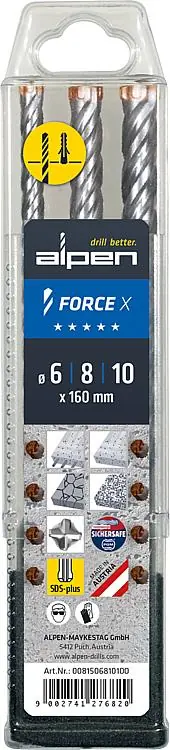 Hammerbohrer Alpen SDS-Plus Force X, 6-8-10x160 3-teilig Beliebt